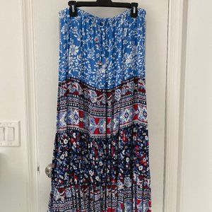 WOMEN’S FULL LENGTH BLUE PATTERN SKIRT